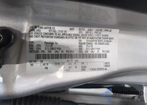 2015 Ford Focus Se from USA, damaged, VIN 1FADP3F25FL318541
